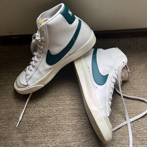 Nike Blazer Mid 77 White and Teal High-Top Sneakers